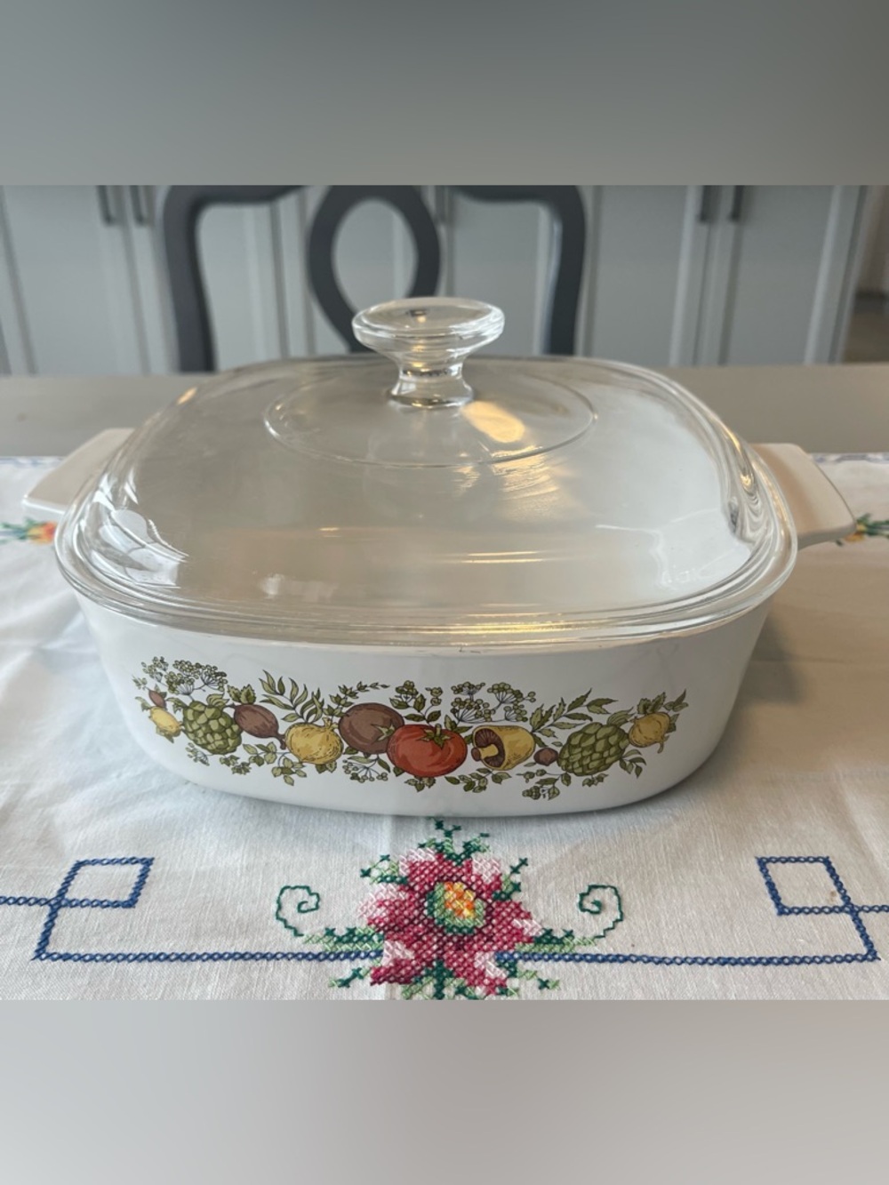 Retro 1970’s Corningware Spice of Life Large Casserole Dish with Lid